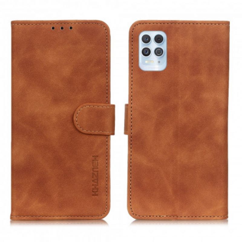 Lærdeksel Folio Deksel Moto G100 Mobildeksel Vintage Khazneh Skinneffekt