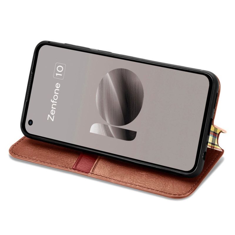 Folio Deksel Asus Zenfone 10 Semsket Skinneffekt Med Kant