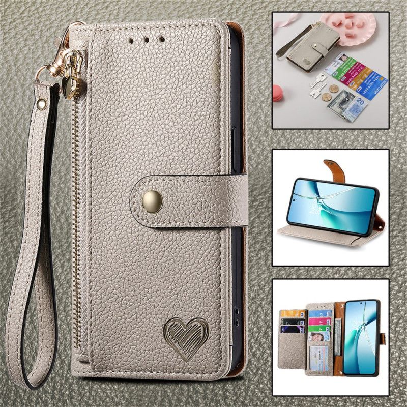 Folio Deksel Huawei Nova 13 Pro Rfid-beskyttelse Med Hjertedesign