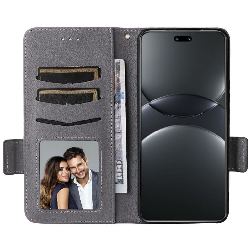 Folio Deksel Til Huawei Nova 13 Pro Litchi Kunstskinnstropp