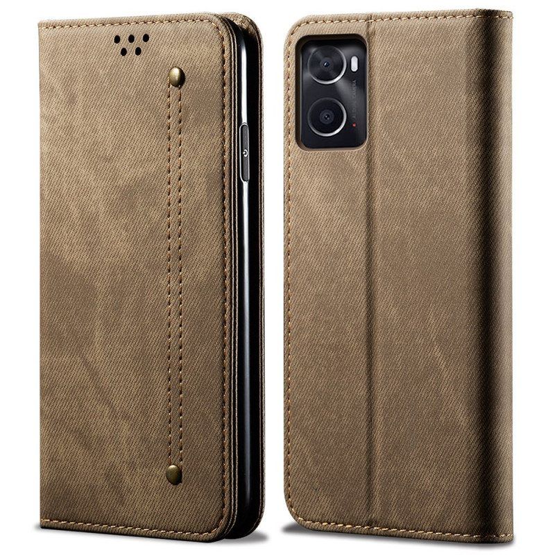 Beskyttelse Deksel Til Realme 9i Folio Deksel Denim Stoff