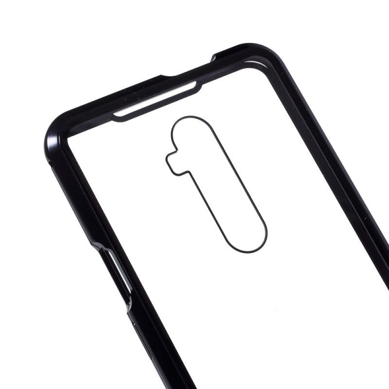 Deksel for OnePlus 7T Pro Svart Kanter Av Metall Og Herdet Glass