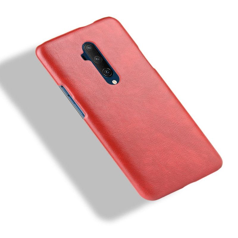 Deksel OnePlus 7T Pro Svart Litchi-Skinneffekt