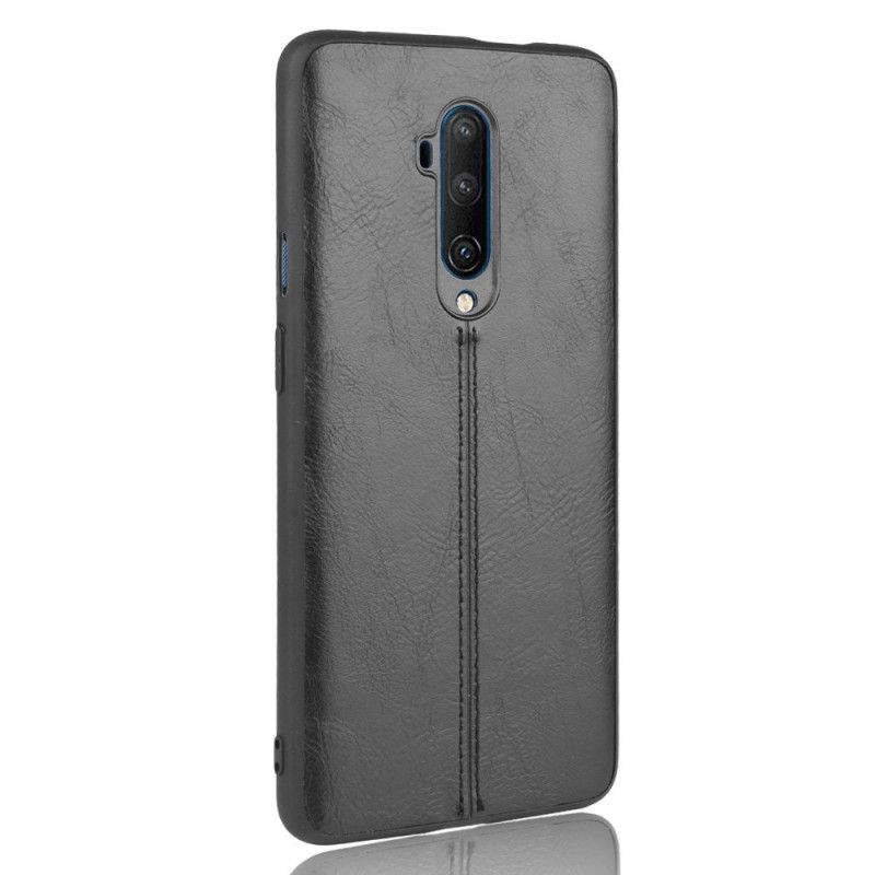 Deksel OnePlus 7T Pro Svart Sydd Skinneffekt