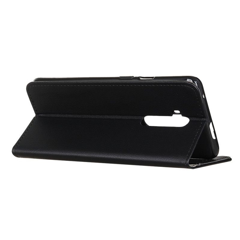 Folio Deksel OnePlus 7T Pro Svart Naturlig Skinneffekt Beskyttelse