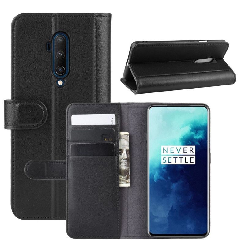 Lærdeksel Folio Deksel OnePlus 7T Pro Svart Ekte Lær
