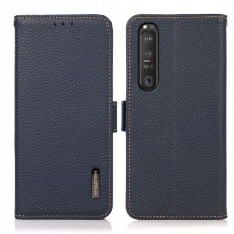 Folio Deksel Sony Xperia 1 Iii Litchi Leather Khazneh Rfid Beskyttelse Deksel