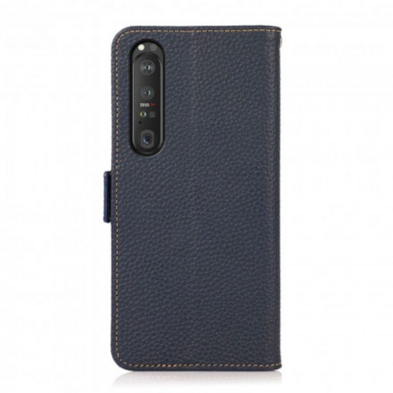 Folio Deksel Sony Xperia 1 Iii Litchi Leather Khazneh Rfid Beskyttelse Deksel