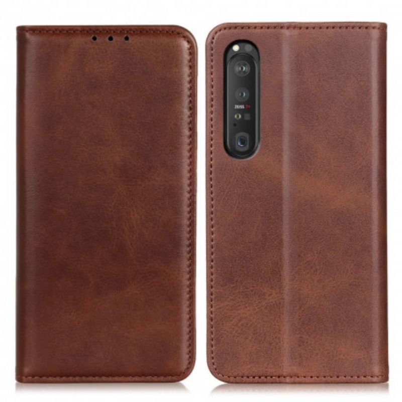 Folio Deksel Til Sony Xperia 1 Iii Split Leather Elegance