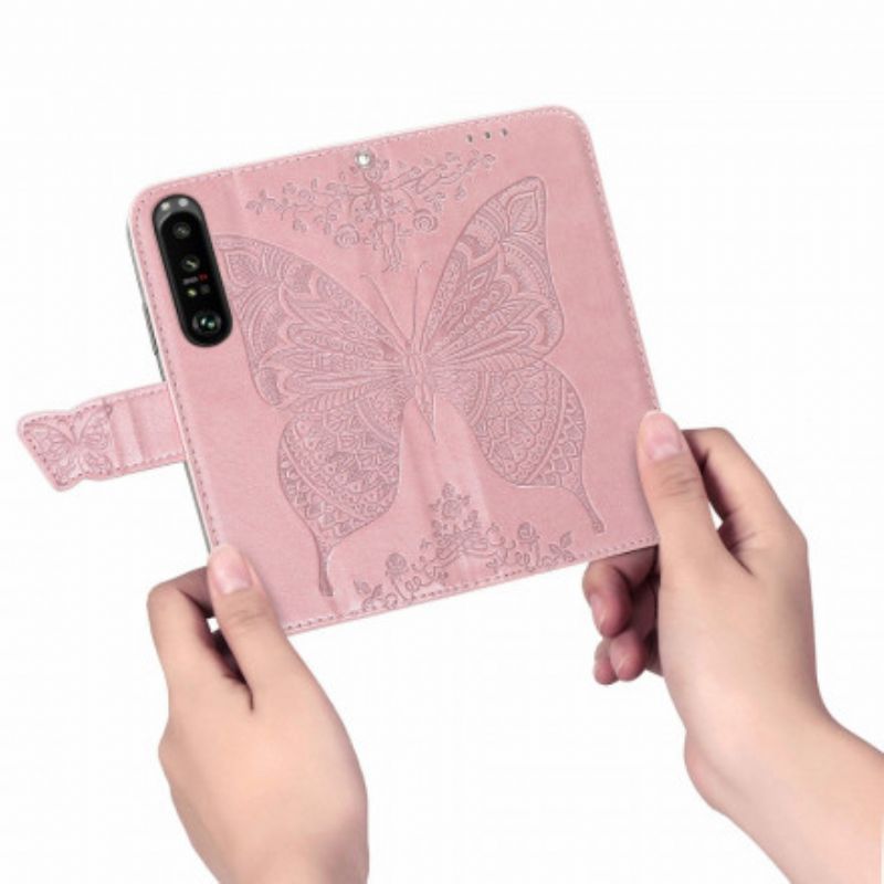 Lærdeksel Folio Deksel Sony Xperia 1 Iii Halve Sommerfugler