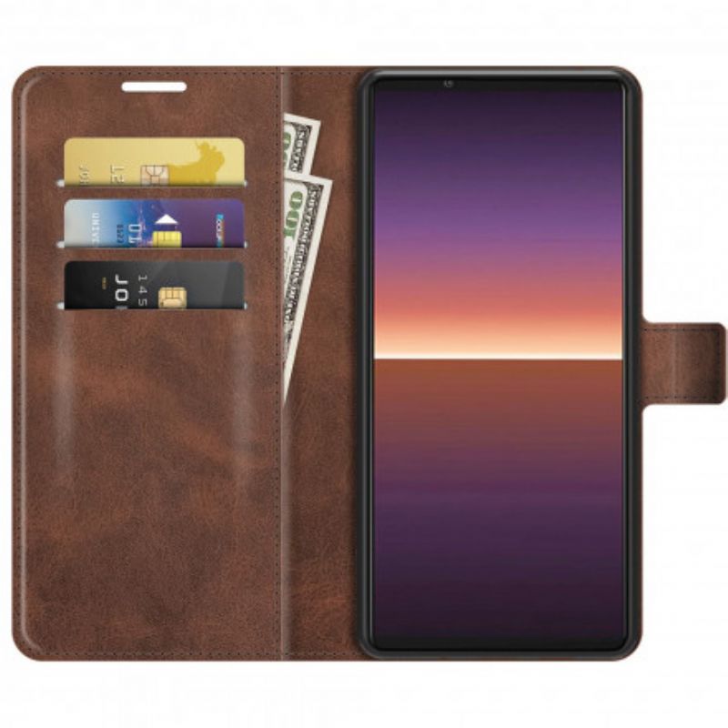Lærdeksel Folio Deksel Sony Xperia 1 Iii Mobildeksel Slank Ekstrem Skinneffekt