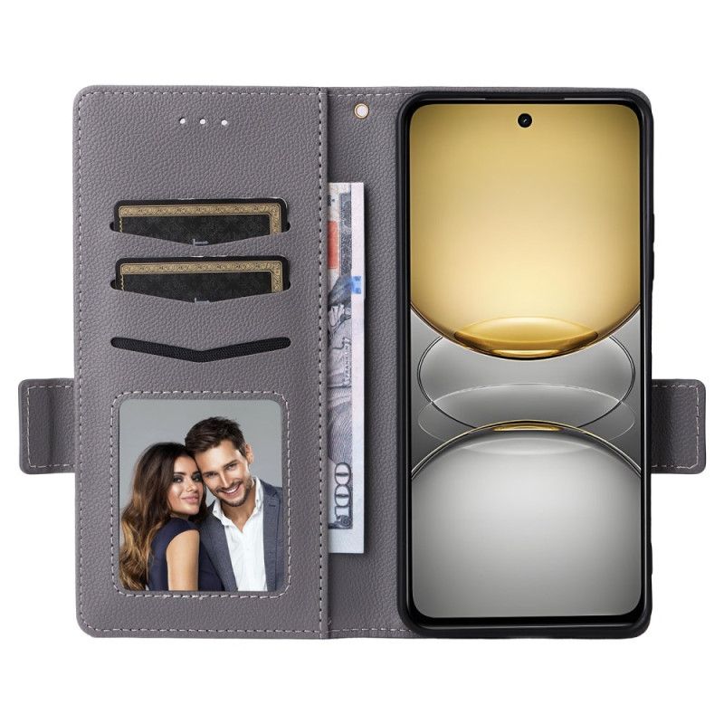 Folio Deksel Realme 14x 5g Litchi-imitasjonsskinn Med Stropp Beskyttelse Deksel