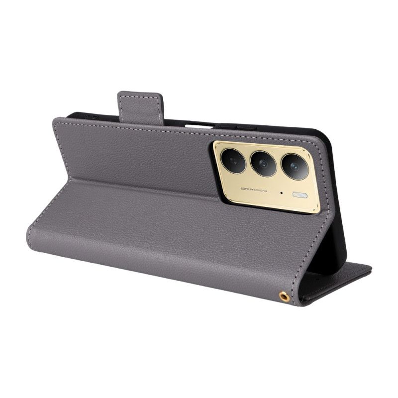 Folio Deksel Realme 14x 5g Litchi-imitasjonsskinn Med Stropp Beskyttelse Deksel