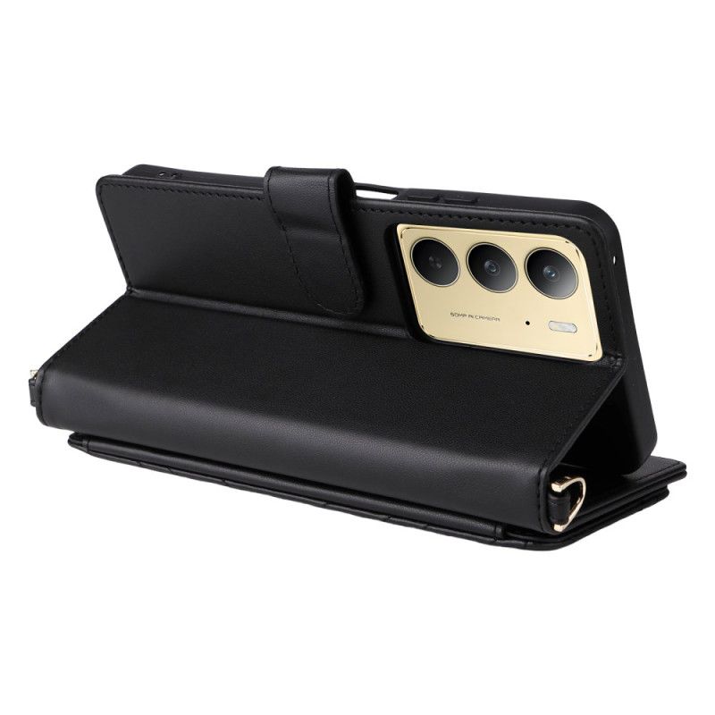 Folio Deksel Realme 14x 5g Premium Design Med Stropp Og Skulderstropp