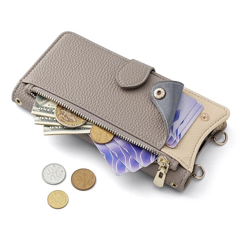 Folio Deksel Realme 14x 5g Tofarget Lommebok Med Kjede