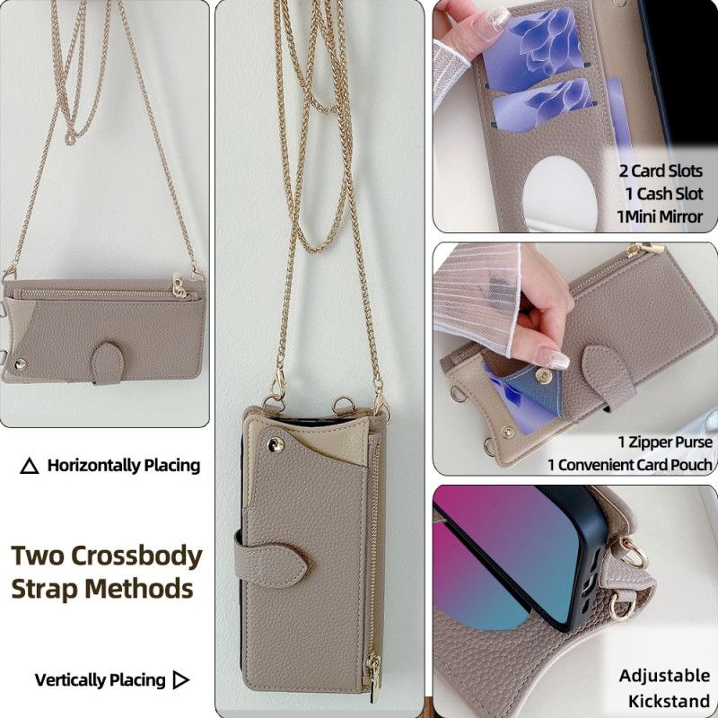 Folio Deksel Realme 14x 5g Tofarget Lommebok Med Kjede