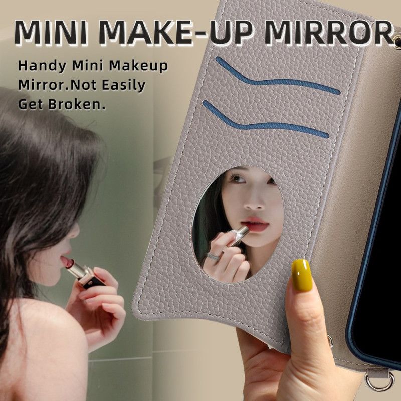 Folio Deksel Realme 14x 5g Tofarget Lommebok Med Kjede