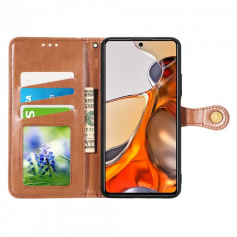 Folio Deksel Xiaomi Mi 11t / 11t Pro Kunstskinn Og Vintage Lås