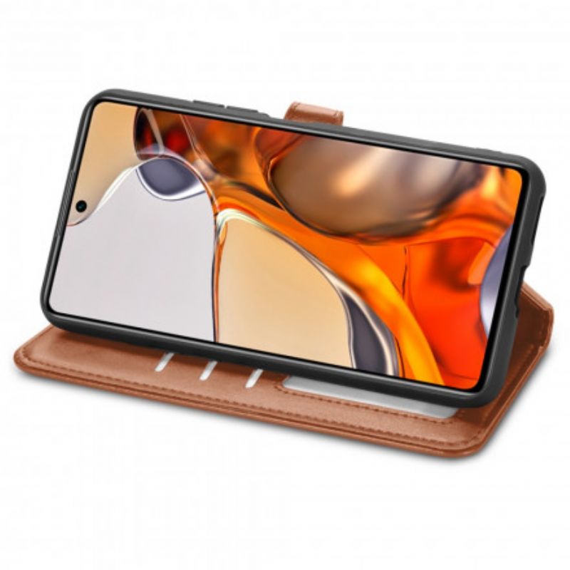 Folio Deksel Xiaomi Mi 11t / 11t Pro Kunstskinn Og Vintage Lås