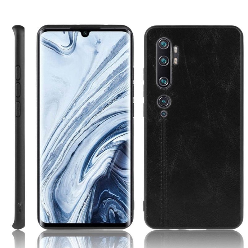 Deksel Xiaomi Mi Note 10 / 10 Pro Svart Sydd Skinneffekt