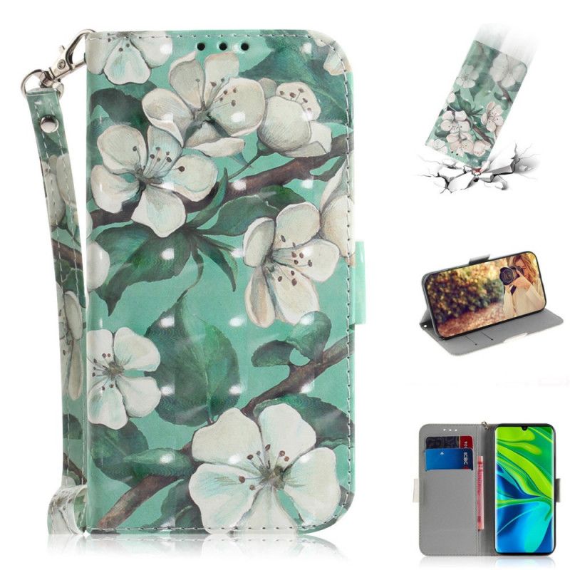 Folio Deksel for Xiaomi Mi Note 10 / 10 Pro Blomstrende Gren Med Tanga
