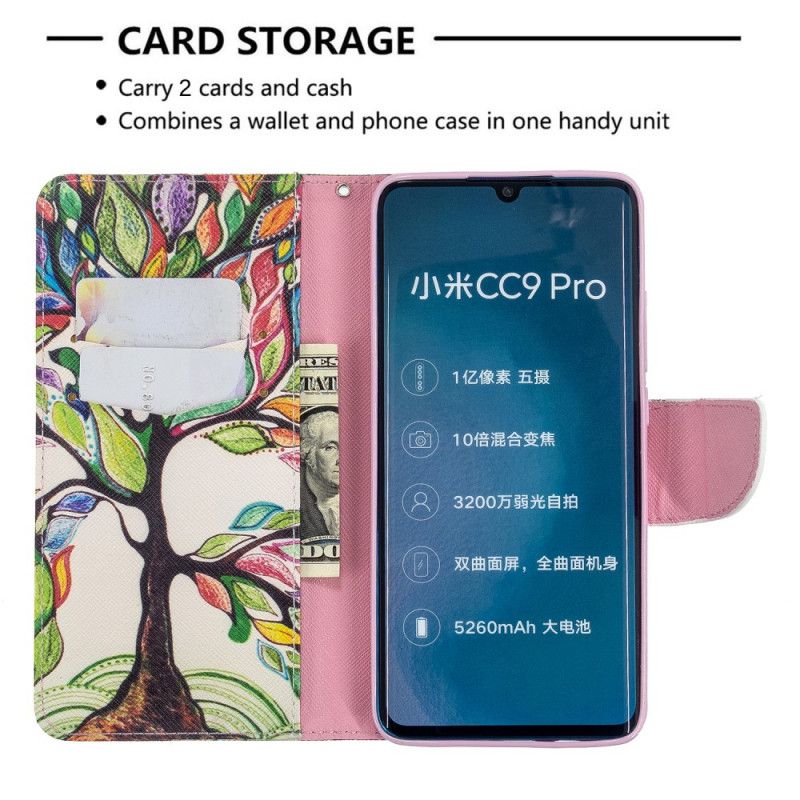 Folio Deksel Xiaomi Mi Note 10 / 10 Pro Farget Tre