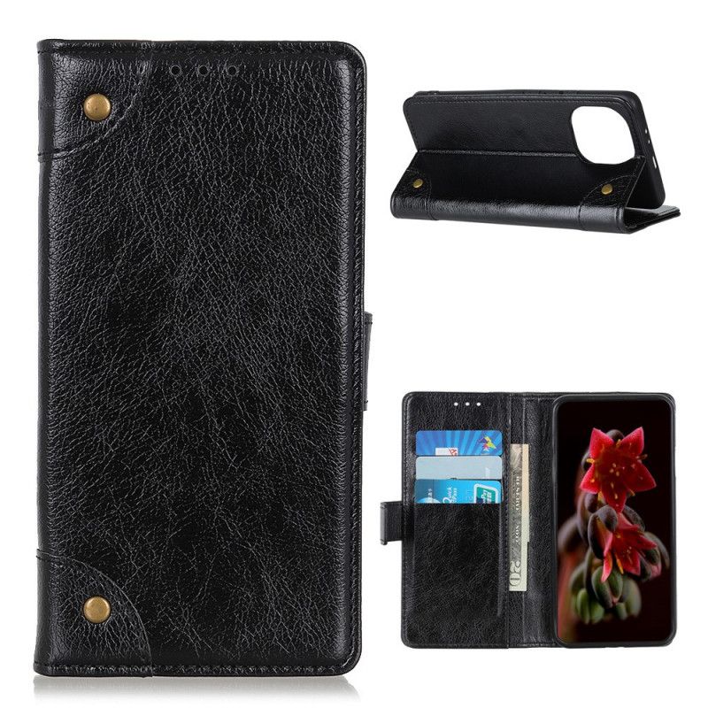 Folio Deksel for Xiaomi Mi 11 Svart Vintage Nagler I Nappaskinnstil