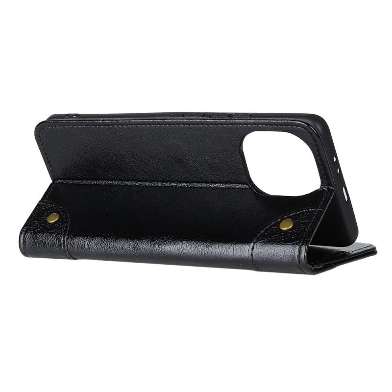 Folio Deksel for Xiaomi Mi 11 Svart Vintage Nagler I Nappaskinnstil