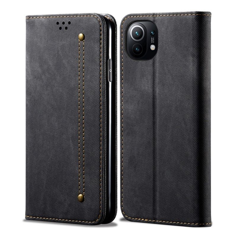 Folio Deksel Xiaomi Mi 11 Svart Jeansstoff Anti-fall