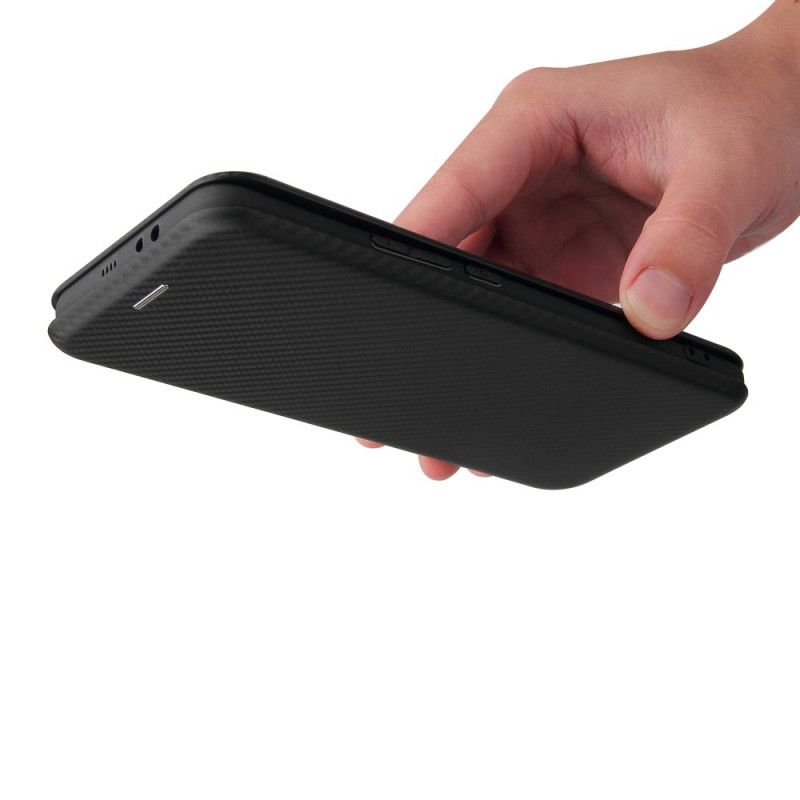 Folio Deksel Xiaomi Mi 11 Svart Karbonfiber Med Støttering Anti-fall