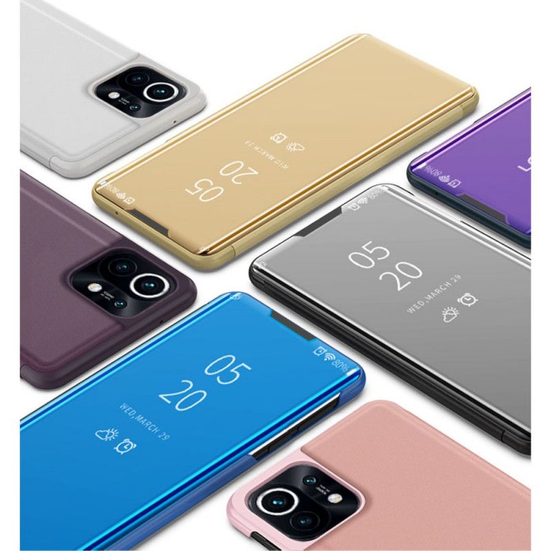 Visningsomslag Xiaomi Mi 11 Svart Speil Og Lærimitasjon