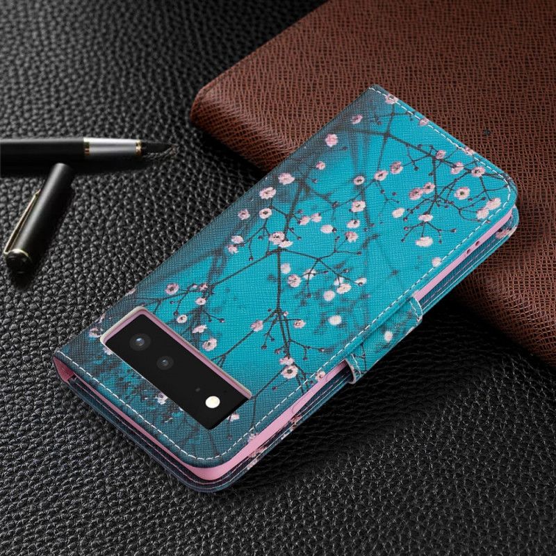 Folio Deksel Google Pixel 6 Blomstrende Tregren
