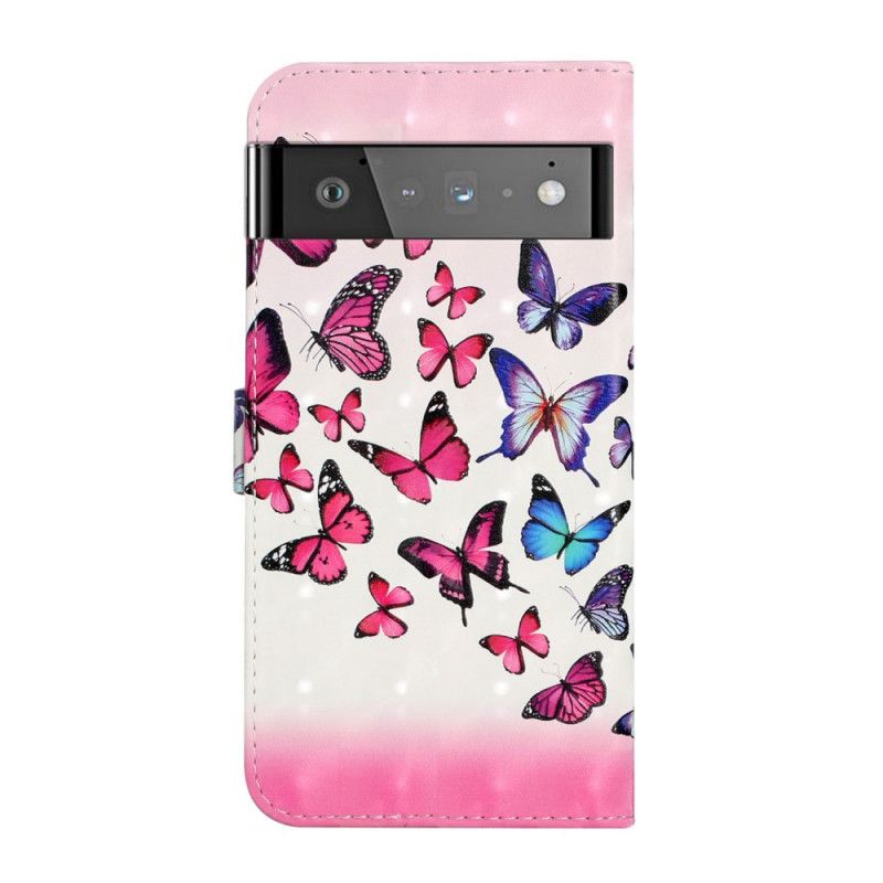 Lærdeksel Folio Deksel Google Pixel 6 Mobildeksel Flight Of Butterflies