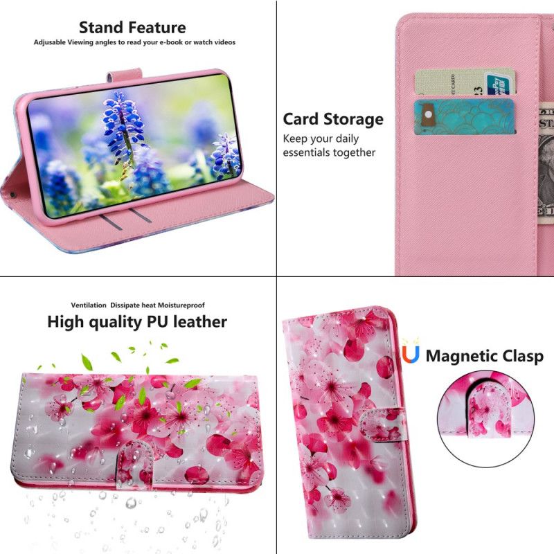 Lærdeksel Folio Deksel Google Pixel 6 Mobildeksel Rosa Blomster