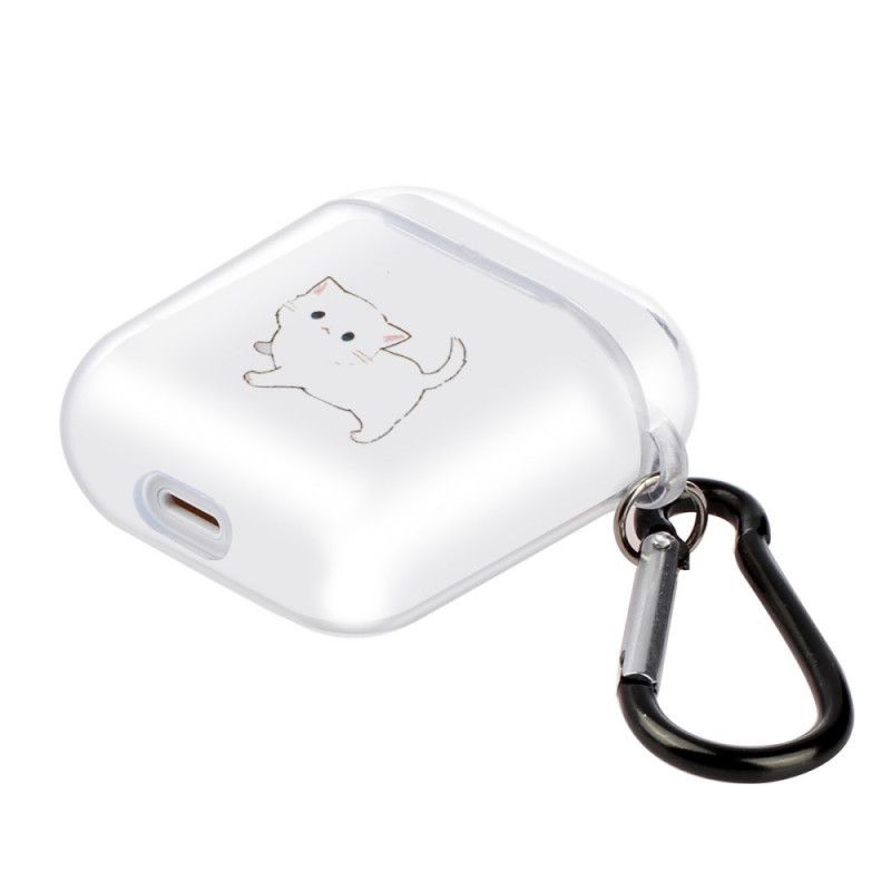 Deksel AirPods Hvit Gjennomsiktig Silikon Katt-Serie