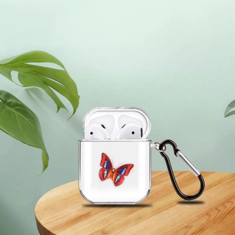 Deksel AirPods Rød Gjennomsiktig Silikon-Sommerfugleserie