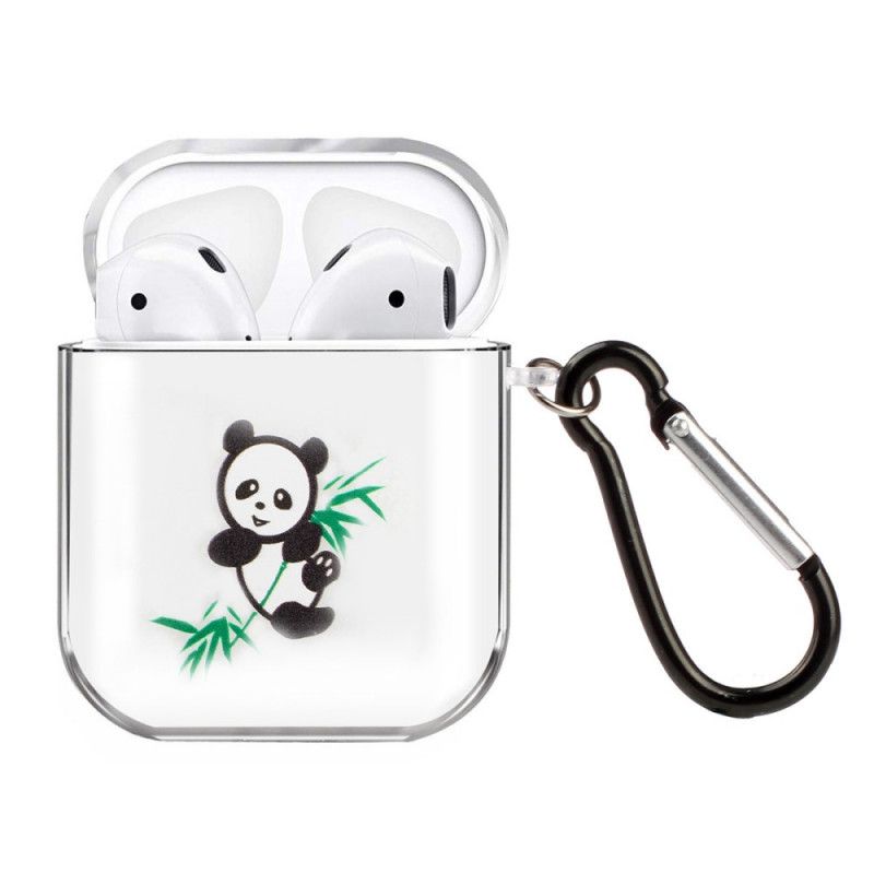 Deksel AirPods Svart Gjennomsiktig Silikonpandaserie Anti-fall