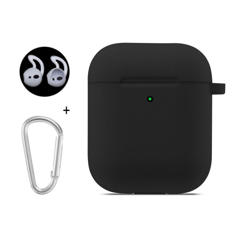 Deksel AirPods Svart Mobildeksel Med Øretelefonbeskytter Og Hatt Prins Karabinkrok
