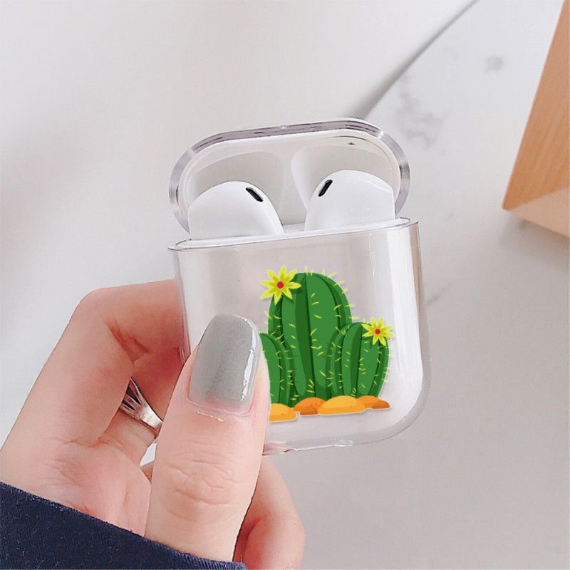 Deksel for AirPods Rød Gjennomsiktig Kaktus