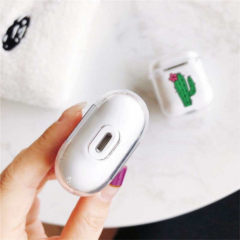 Deksel for AirPods Rød Gjennomsiktig Kaktus