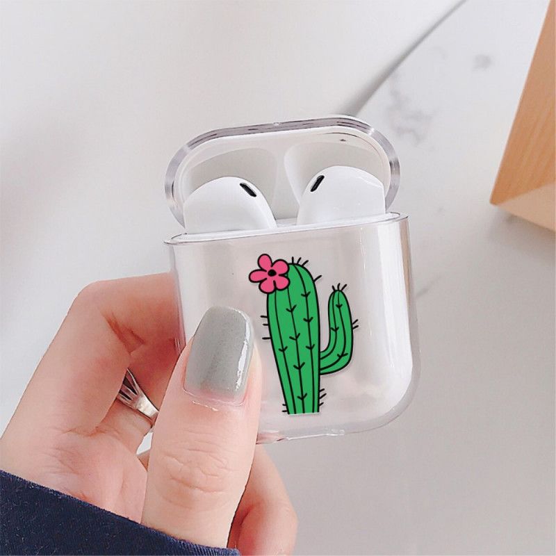 Deksel for AirPods Rød Gjennomsiktig Kaktus