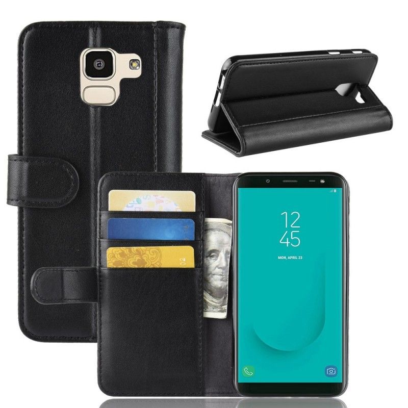 Folio Deksel Samsung Galaxy J6 Svart Delt Skinn Anti-fall