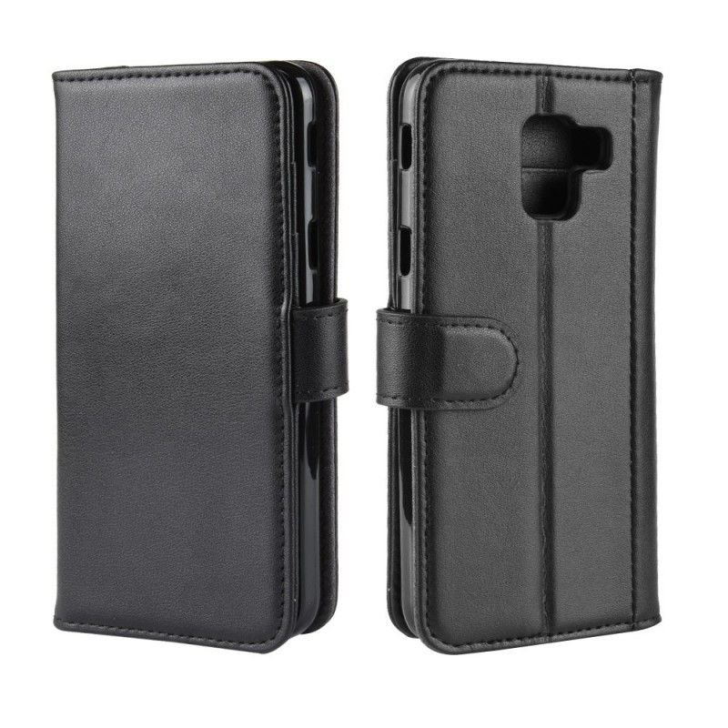 Folio Deksel Samsung Galaxy J6 Svart Delt Skinn Anti-fall