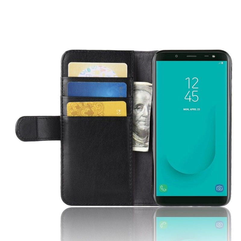 Folio Deksel Samsung Galaxy J6 Svart Delt Skinn Anti-fall