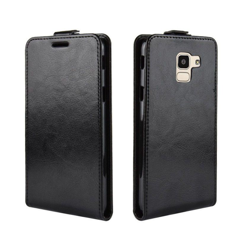 Lærdeksel Folio Deksel Samsung Galaxy J6 Svart Sammenleggbar Skinneffekt