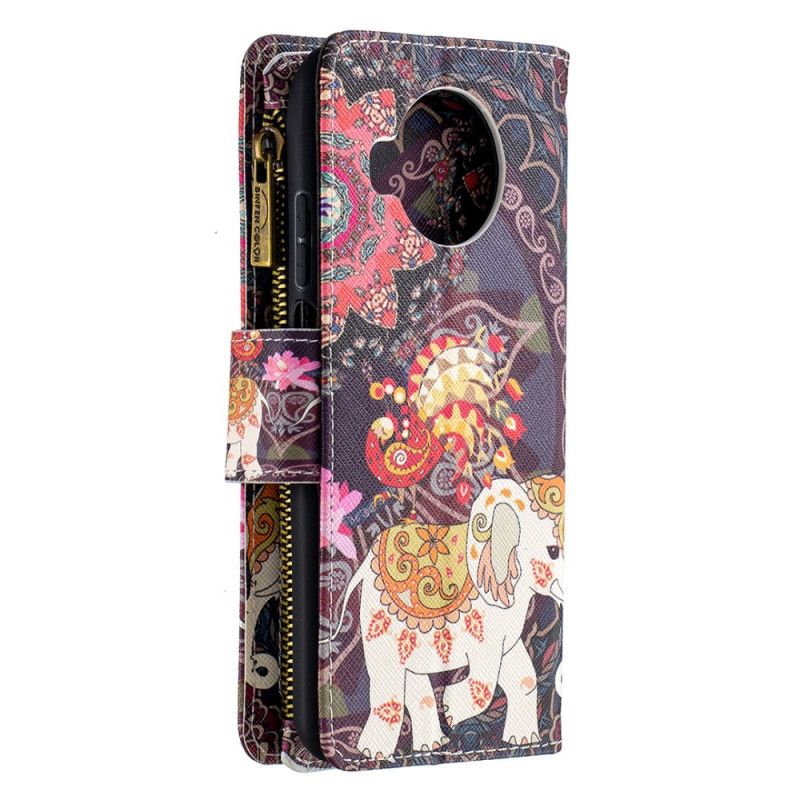 Lærdeksel Folio Deksel Xiaomi Mi 10T Lite 5G / Redmi Note 9 Pro 5G Mobildeksel Elefantlomme Med Glidelås