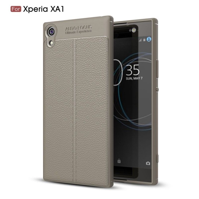 Deksel Sony Xperia XA1 Grå Mobildeksel Dobbeltlinjet Litchi-Læreffekt