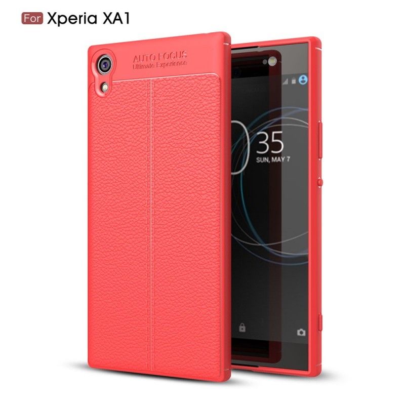 Deksel Sony Xperia XA1 Grå Mobildeksel Dobbeltlinjet Litchi-Læreffekt