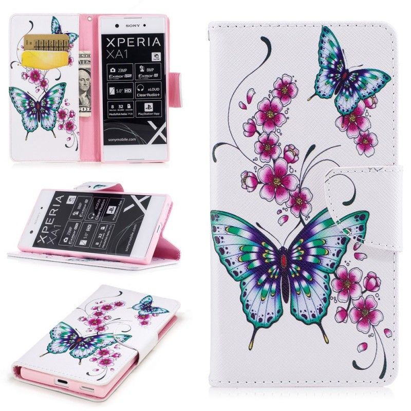 Folio Deksel Sony Xperia XA1 Fantastiske Sommerfugler Anti-fall