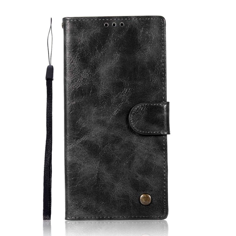 Folio Deksel Sony Xperia XA1 Svart Vintage Skinneffekt Med Stropp